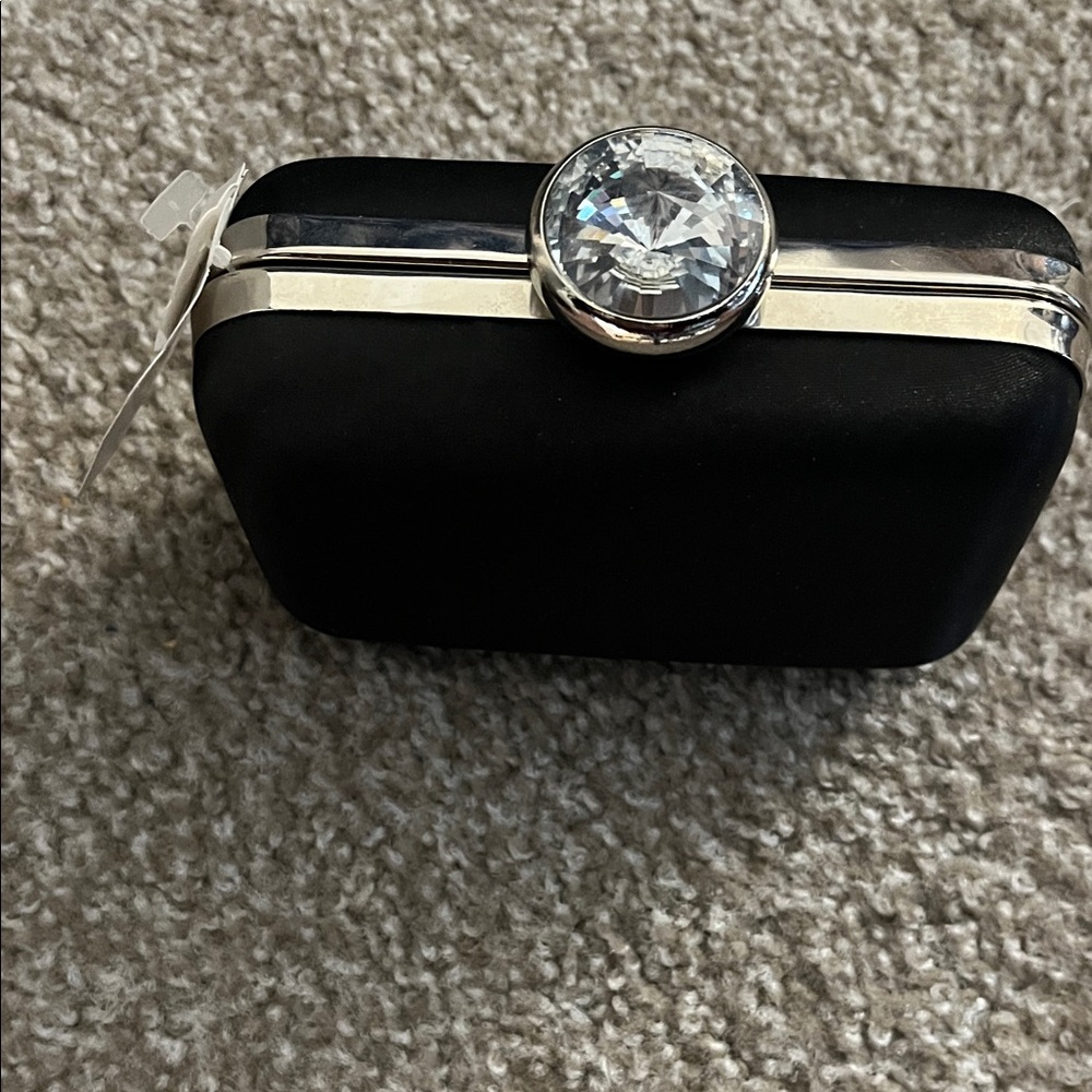 Chic Black Clutch with Crystal Detail